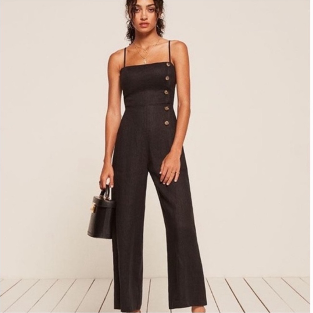 Reformation Linen Black JumpsuitSize 2